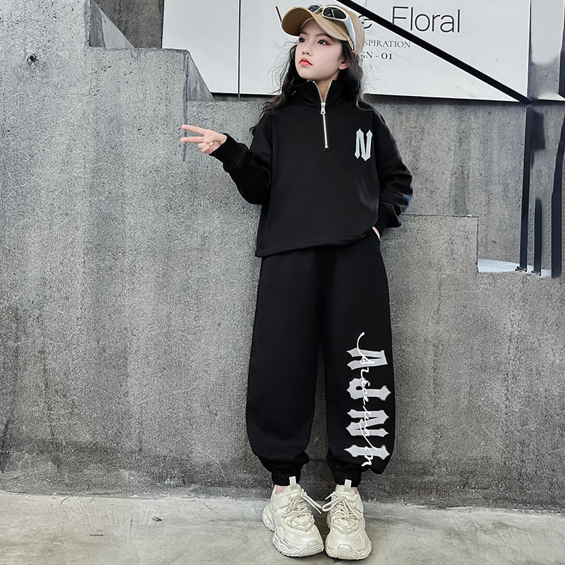 Wholesale Cotton Children's Loose Fitting Hoodie Two-piece Set